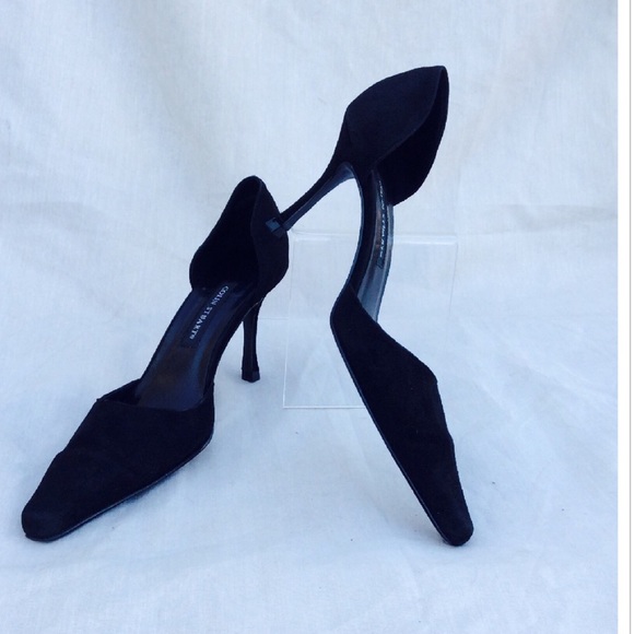 COLIN STUART BLACK SUEDE KITTEN HEELS - Picture 3 of 4